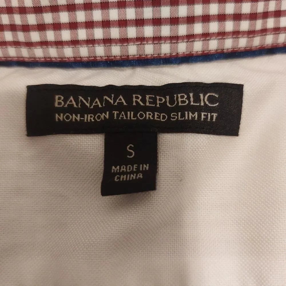 Banana Republic Non-Iron Tailored Slim Fit Size Small Plaid